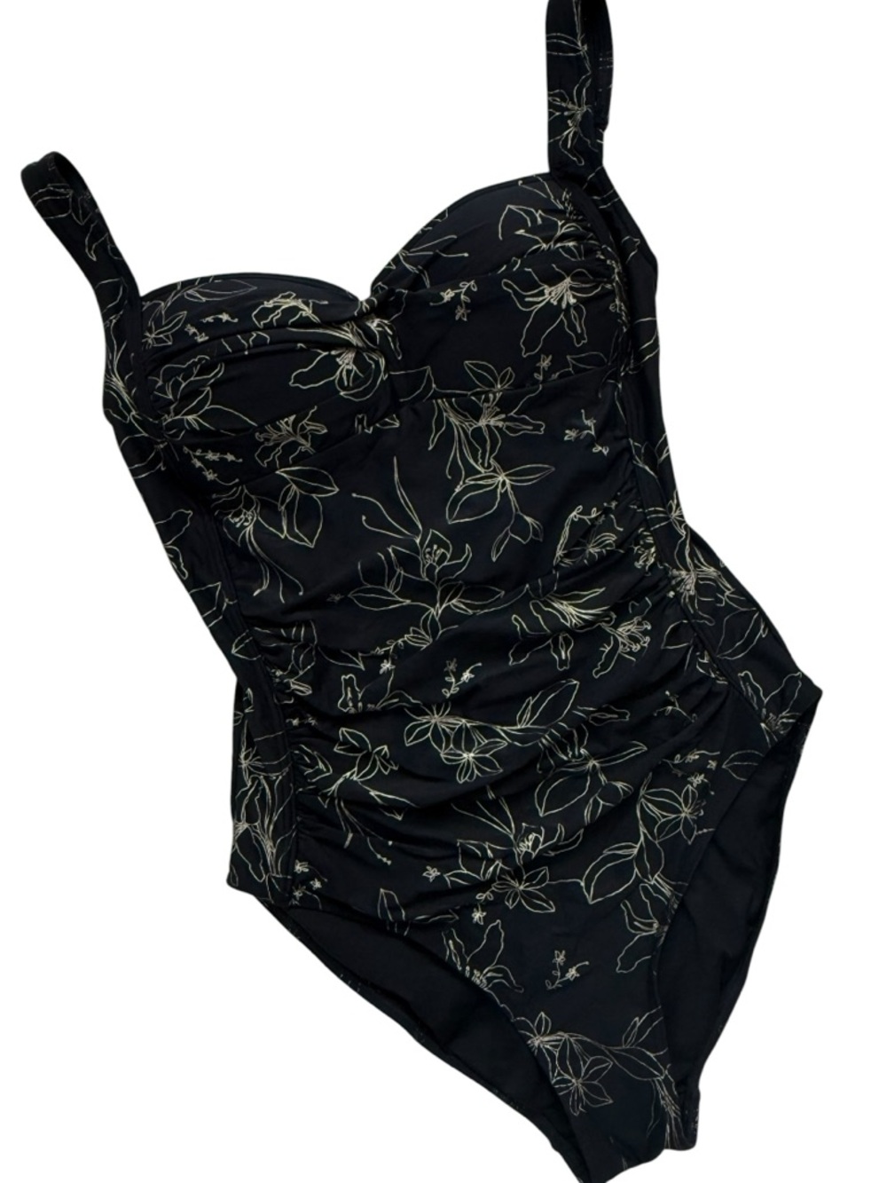 Niptuck Navy Floral One Piece Swimsuit Size 4 Ruched Tummy Control Shaping Suit
